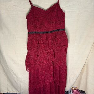 RIHOAS Burgundy Lace High Low Dress